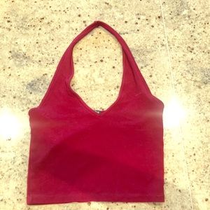 Red halter crop top
